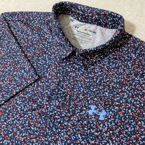 NEW! Under Armour Playoff Polo Mens XL Navy Blue Floral Stretch S/S 1378677